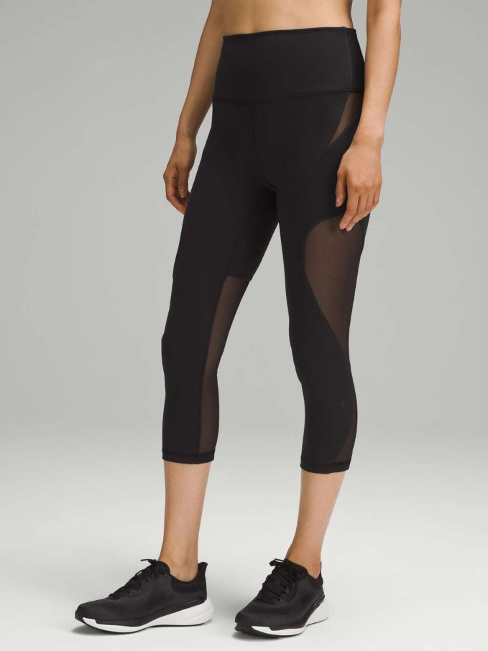 Lululemon Wunder Train Mesh Panel High-Rise Crop 21" Black size 0 NWOT